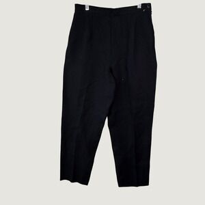 Talbots Irish Linen Pants 10P Black Petite Tapered Leg Minimalist‎ Officecore